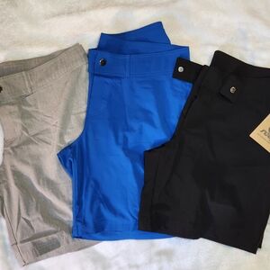 Set of Three Shorts in Black, Blue, and Gray